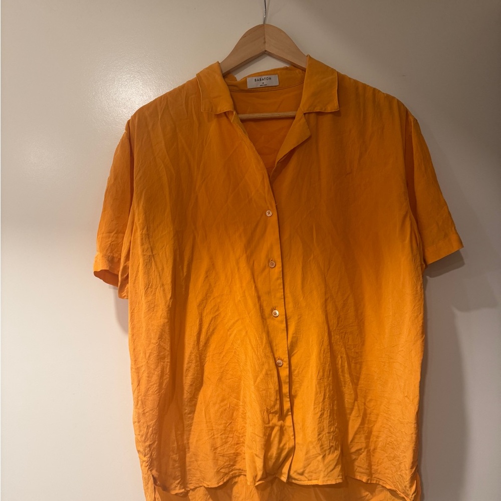 Aritzia Vibrant Orange Button-Up Shirt